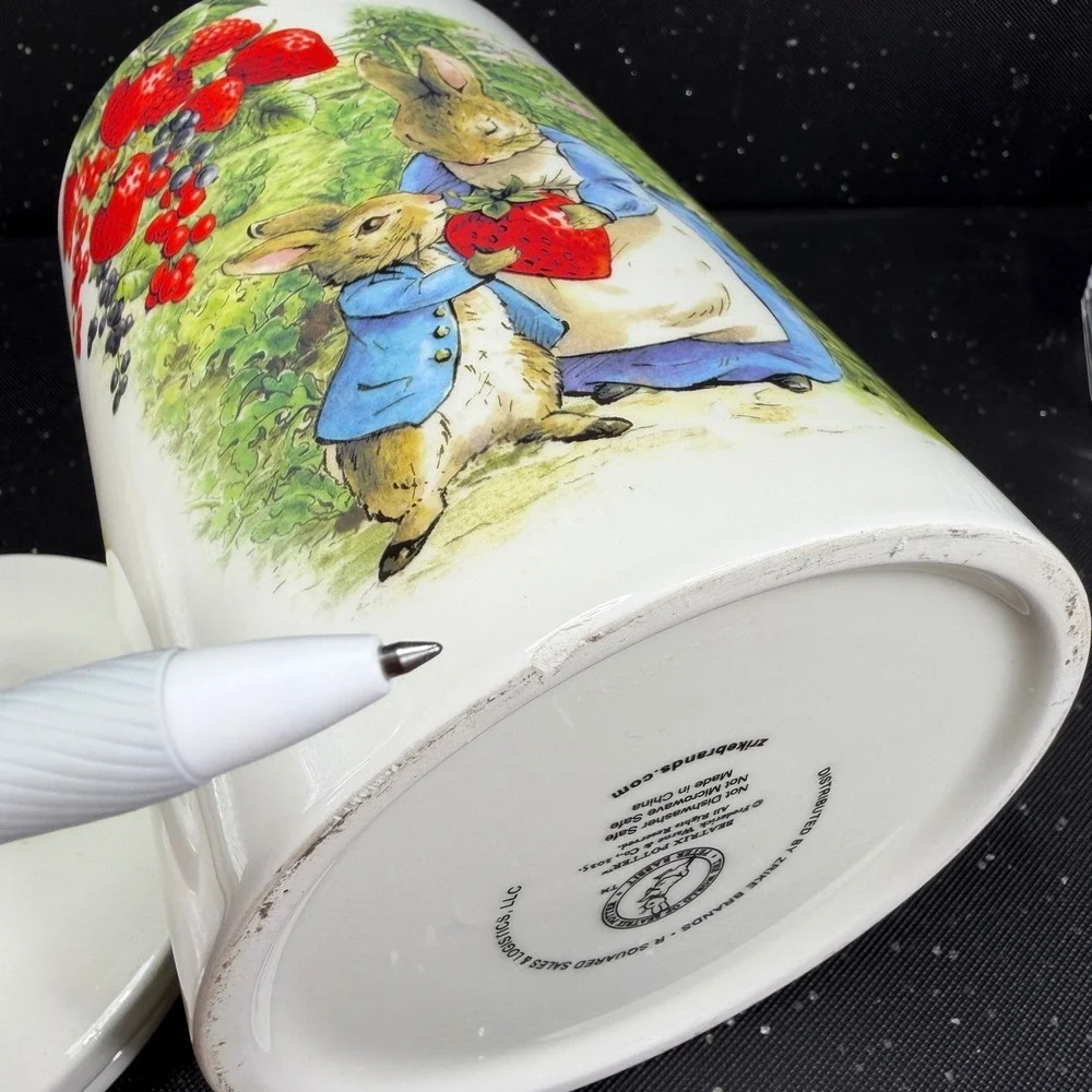 Zrike Brands Beatrix Potter Peter Rabbit Strawberry Ceramic Canister Jar 8in